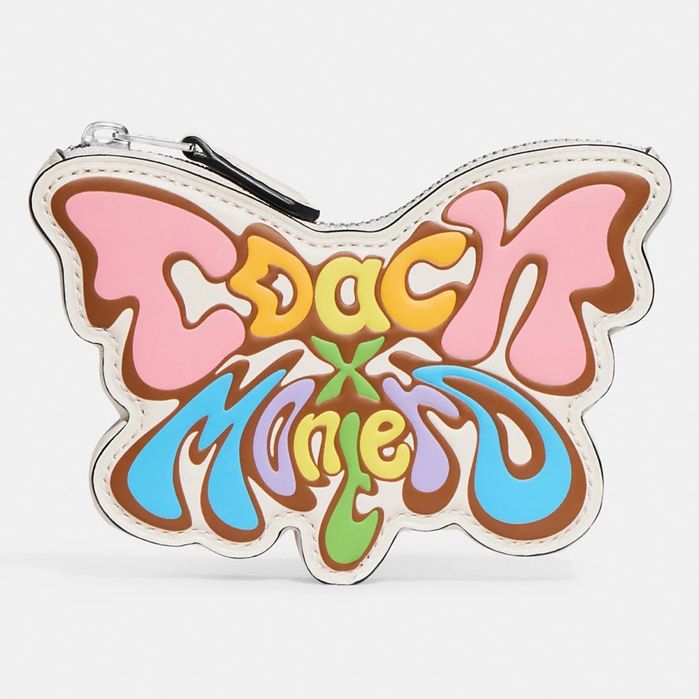 Coach X Lil Nas X Montero Butterfly Coin Case in Silver/Chalk Multi Leather NWT